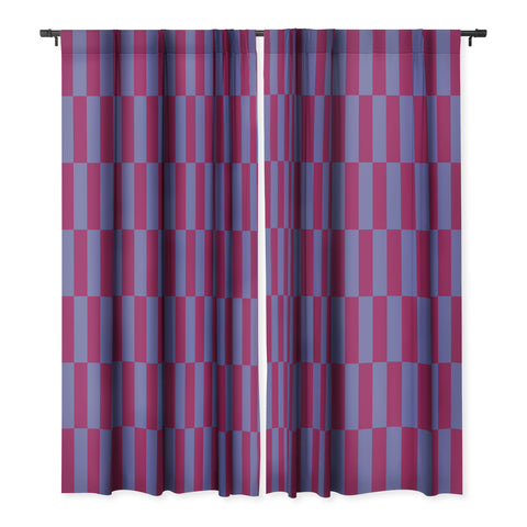 Galaxy Eyes Strippy Dark Orchid and Peri Blackout Window Curtain