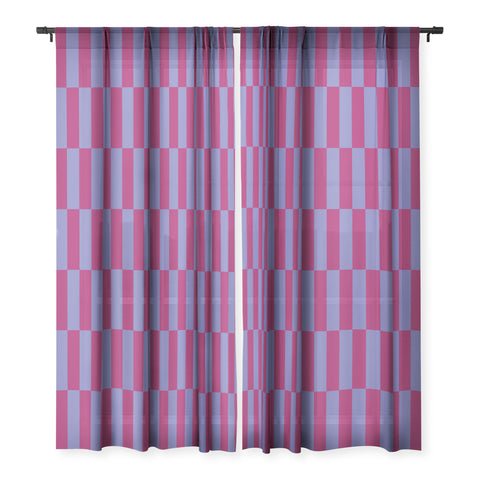 Galaxy Eyes Strippy Dark Orchid and Peri Sheer Window Curtain