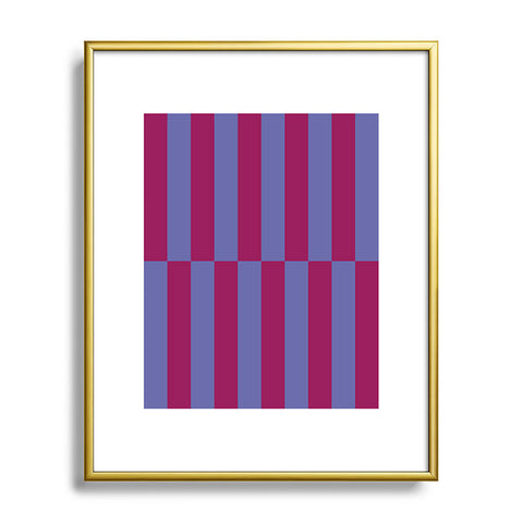 Galaxy Eyes Strippy Dark Orchid and Peri Metal Framed Art Print