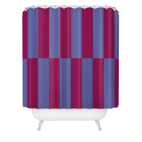 Galaxy Eyes Strippy Dark Orchid and Peri Shower Curtain