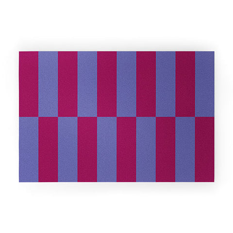 Galaxy Eyes Strippy Dark Orchid and Peri Welcome Mat