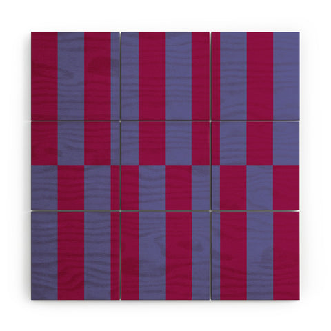 Galaxy Eyes Strippy Dark Orchid and Peri Wood Wall Mural