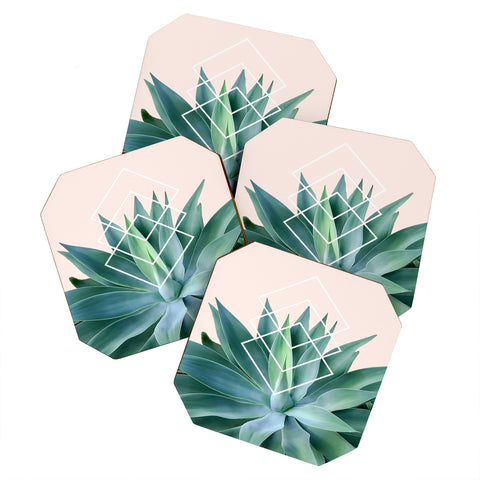 Gale Switzer Agave geometrics peach Coaster Set