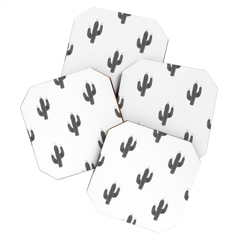 Gale Switzer Cactus Bloom bw Coaster Set