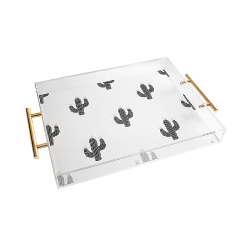 Gale Switzer Cactus Bloom bw Acrylic Tray