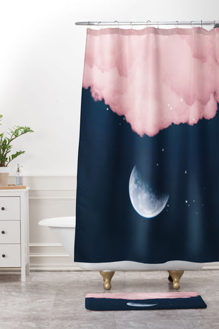 Gale Switzer Falling moon Shower Curtain And Mat