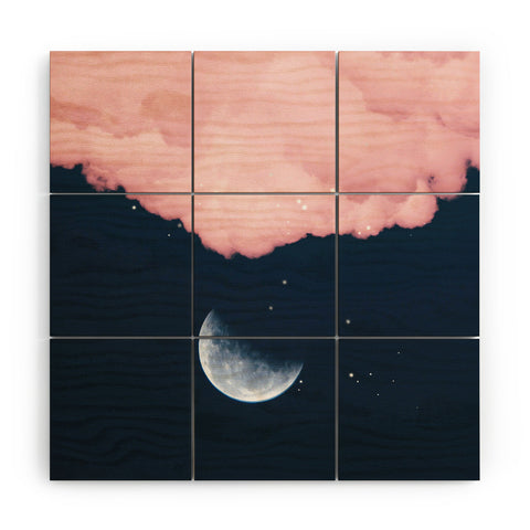 Gale Switzer Falling moon Wood Wall Mural