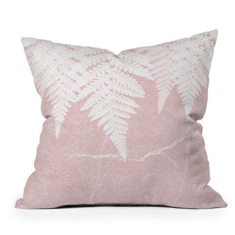 Gale Switzer Fern Fringe pink concrete Outdoor Throw Pillow