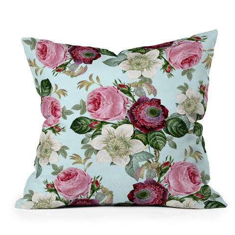 Gale Switzer Floral Enchant blue Outdoor Throw Pillow