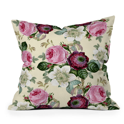 Gale Switzer Floral Enchant cream Outdoor Throw Pillow