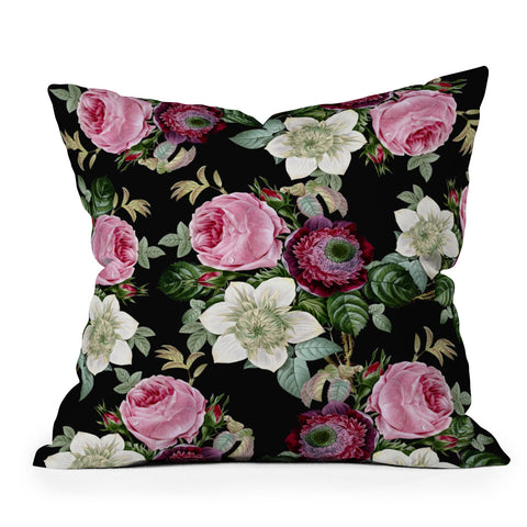 Gale Switzer Floral Enchant night Outdoor Throw Pillow