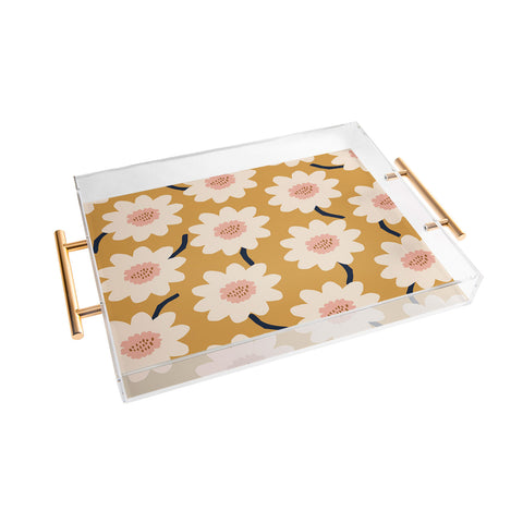 Gale Switzer Flower field yellow Acrylic Tray