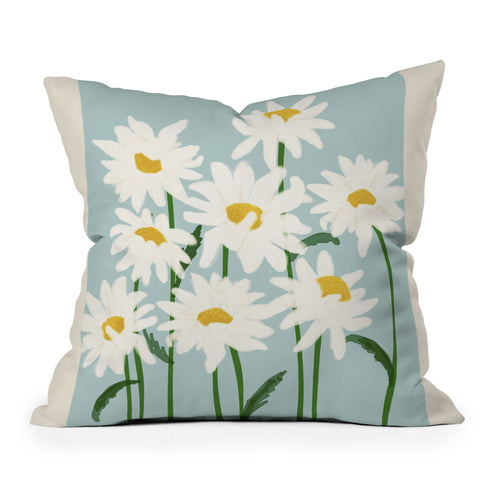 Gale Switzer Flower Market Oxeye daisies II Outdoor Throw Pillow