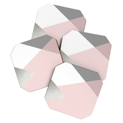 Gale Switzer Geometrics gray blush silver Coaster Set