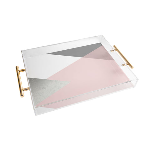 Gale Switzer Geometrics gray blush silver Acrylic Tray