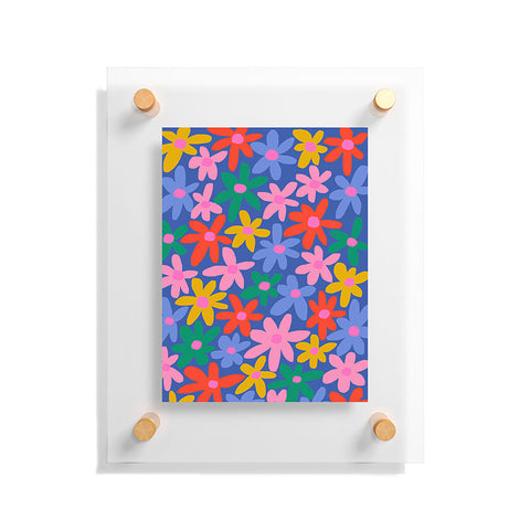 Gale Switzer Joyful Flowers blue Floating Acrylic Print