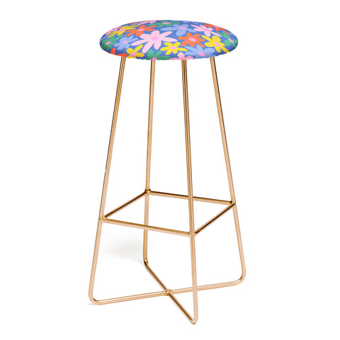 Gale Switzer Joyful Flowers blue Bar Stool