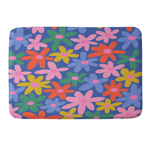 Gale Switzer Joyful Flowers blue Memory Foam Bath Mat