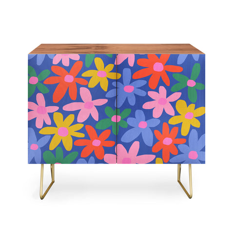 Gale Switzer Joyful Flowers blue Credenza