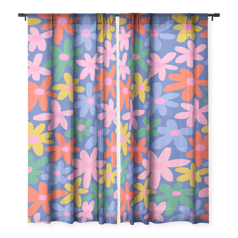 Gale Switzer Joyful Flowers blue Sheer Non Repeat