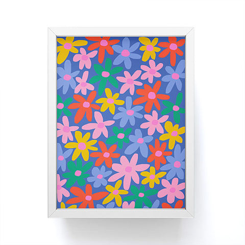 Gale Switzer Joyful Flowers blue Framed Mini Art Print