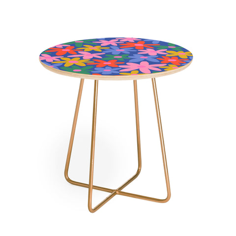 Gale Switzer Joyful Flowers blue Round Side Table