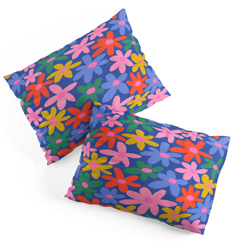Gale Switzer Joyful Flowers blue Pillow Shams