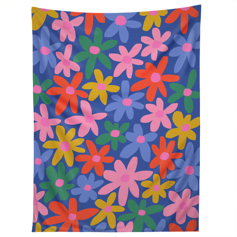 Gale Switzer Joyful Flowers blue Tapestry
