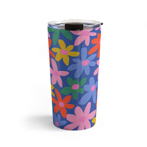 Gale Switzer Joyful Flowers blue Travel Mug