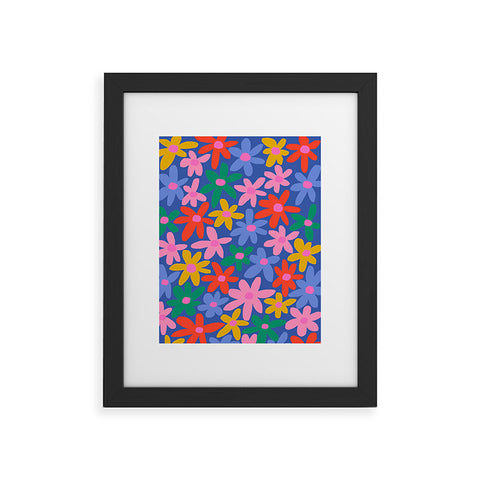 Gale Switzer Joyful Flowers blue Framed Art Print