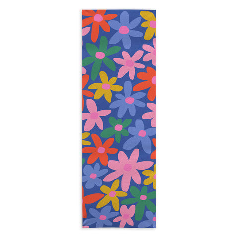 Gale Switzer Joyful Flowers blue Yoga Towel