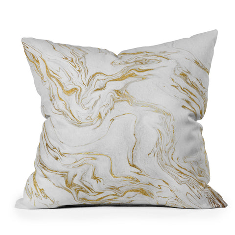 Gale Switzer Liquid Gold Marble Outdoor Throw Pillow