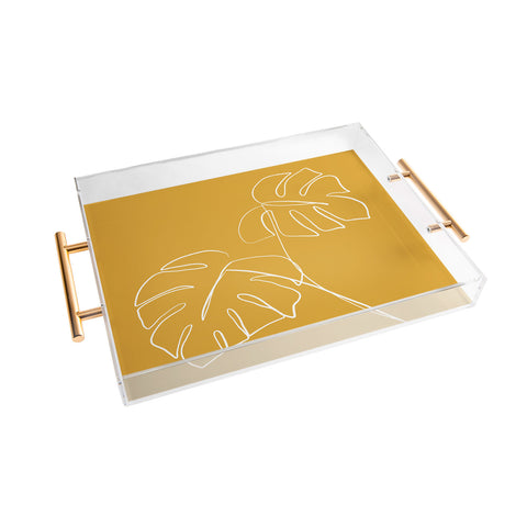 Gale Switzer Monstera minimal yellow Acrylic Tray