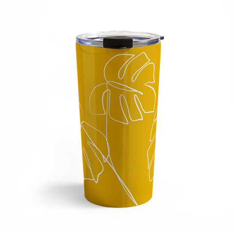 Gale Switzer Monstera minimal yellow Travel Mug