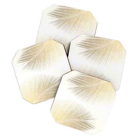 Gale Switzer Palm Leaf Synchronicity gold Coaster Set