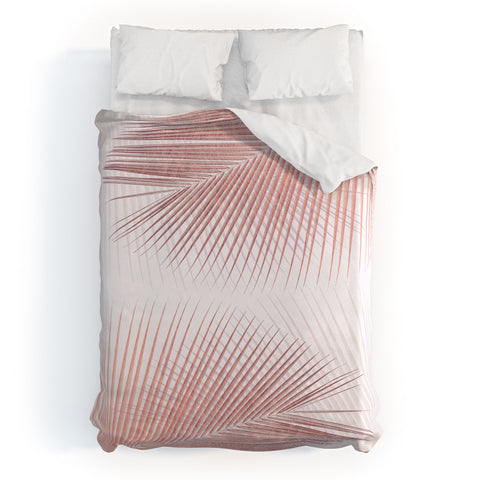 Gale Switzer Palm leaf synchronicity rose Duvet Cover