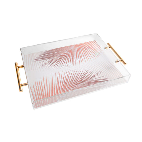 Gale Switzer Palm leaf synchronicity rose Acrylic Tray
