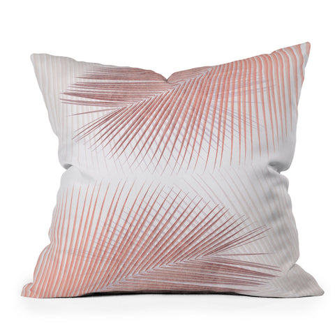 Gale Switzer Palm leaf synchronicity rose Outdoor Throw Pillow