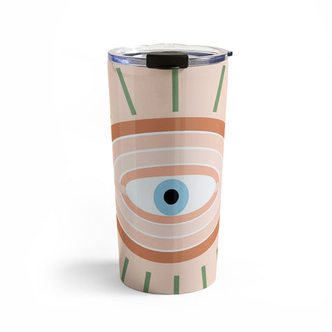 Gale Switzer Retro Evil Eye neutrals Travel Mug