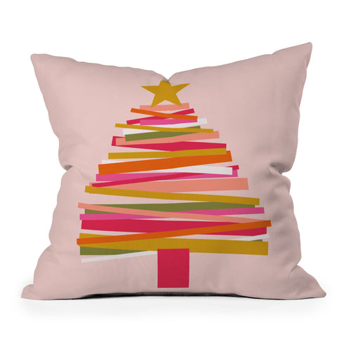 Gale Switzer Ribbon Christmas Tree candy Throw Pillow