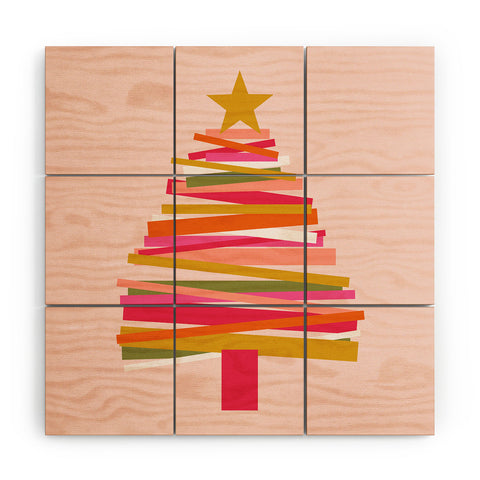 Gale Switzer Ribbon Christmas Tree candy Wood Wall Mural