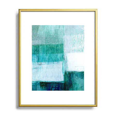 GalleryJ9 Aqua Blue Geometric Abstract Textured Painting Metal Framed Art Print