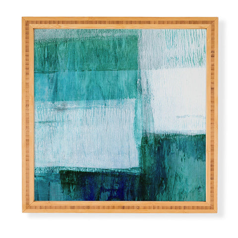 GalleryJ9 Aqua Blue Geometric Abstract Textured Painting Framed Wall Art