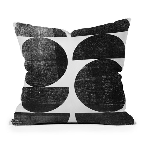 GalleryJ9 Black and White Mid Century Modern Circles Outdoor Throw Pillow