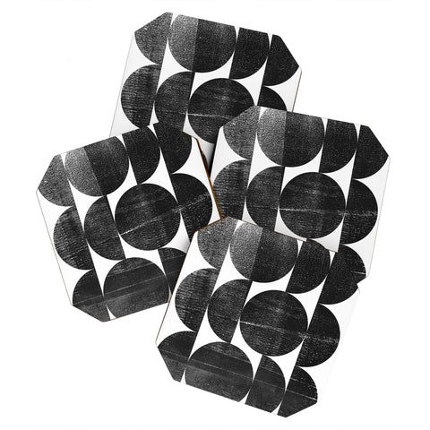 GalleryJ9 Black and White Mid Century Modern Op Art Coaster Set