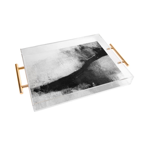 GalleryJ9 Black and White Textured Abstract Painting Delve 2 Acrylic Tray