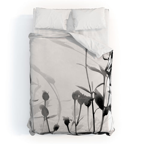 GalleryJ9 Budding Branches Black Grey Duvet Cover