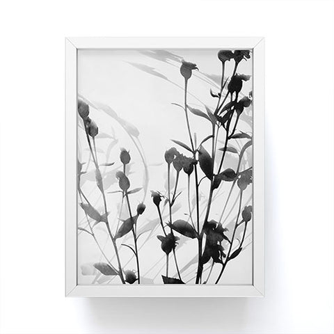 GalleryJ9 Budding Branches Black Grey Framed Mini Art Print