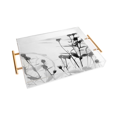 GalleryJ9 Budding Branches Black Grey Acrylic Tray