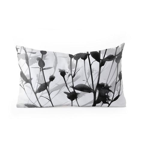 GalleryJ9 Budding Branches Black Grey Oblong Throw Pillow